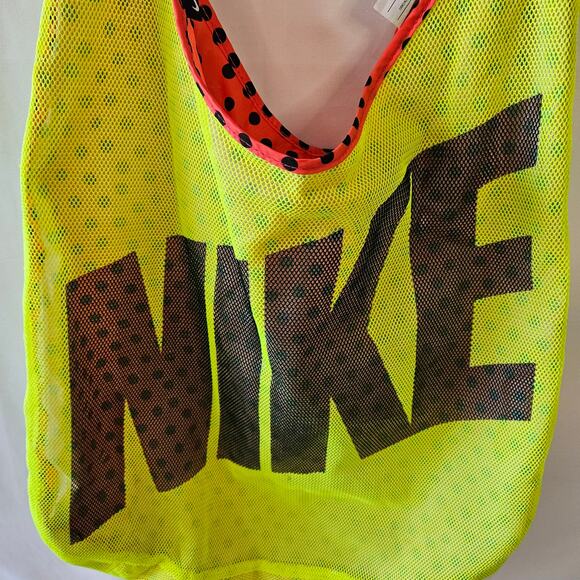 Nike Shoulder Bag Reversible Mesh Neon Yellow Red - Picture 3 of 9